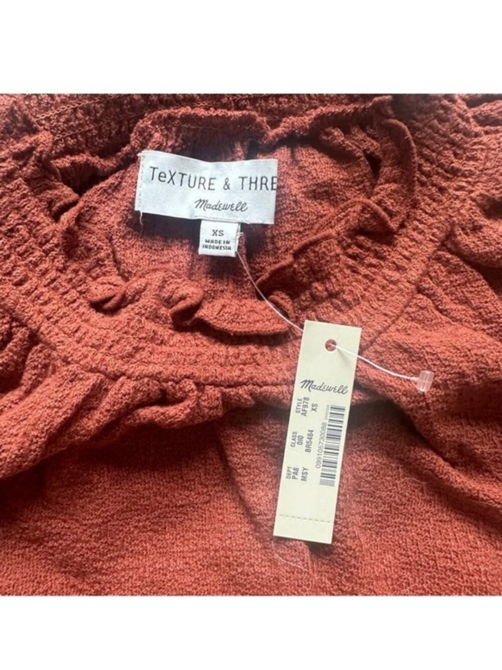 Madewell | Texture & Thread Ruffled Mockneck Top | Size Extra Small - Picture 6 of 10